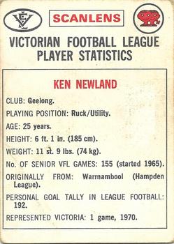 1974 Scanlens VFL #128 Ken Newland Back